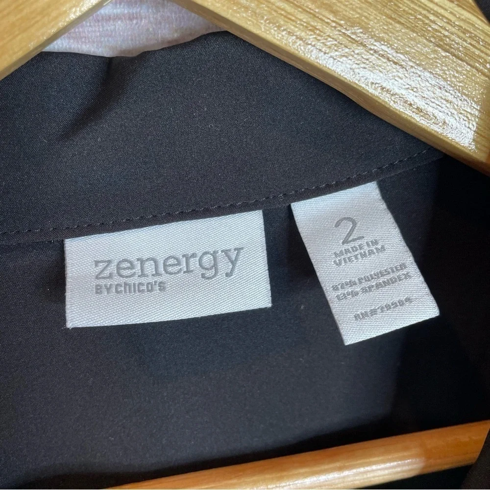 Zenergy by Chico’s 2 Women’s Size Large Black Lightweight Full‎ Zip Jacket EUC